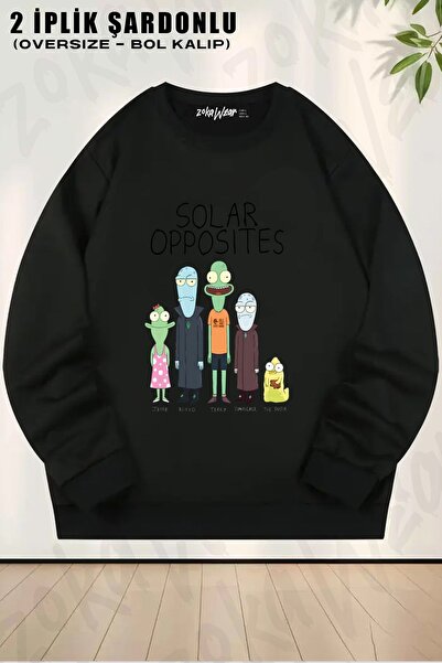 ZOKAWEAR Unisex Solar Opposites v2 cu imprimeu supradimensionat guler rotund ...