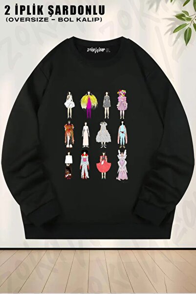 ZOKAWEAR ملابس للجنسين من Bjork Fashion مطبوع قصة فضفاضة سويت شيرت برقبة دائرية
