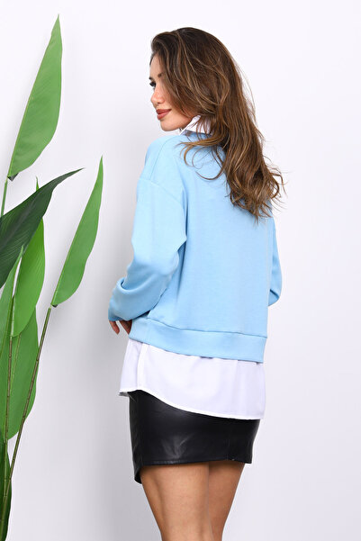 İmajButik Μπλε πουκάμισο για μωρά συνδυασμός υφασμάτων Modal Sweat