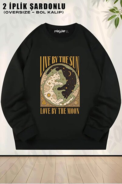 ZOKAWEAR Φούτερ Unisex Sun And Moon με τύπωμα oversized με λαιμόκοψη