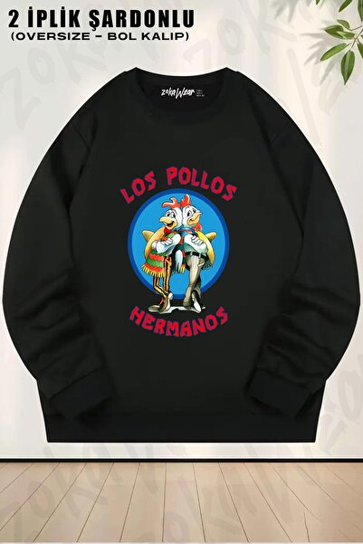 ZOKAWEAR Unisex Los Pollos Hermanos cu imprimeu supradimensionat guler rotund...