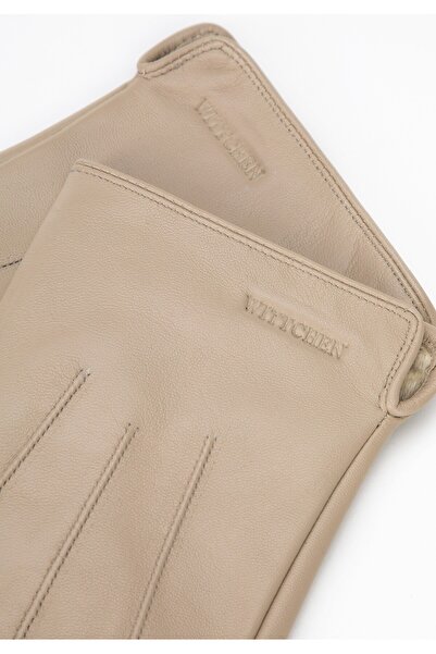Wittchen Men's Insulated Gloves Made of Leather, Beige, Leather