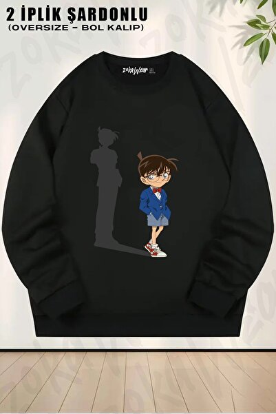 ZOKAWEAR Hanorac unisex Conan (DETECTIVE CONAN) B cu imprimeu O supradimensionat B guler rotund
