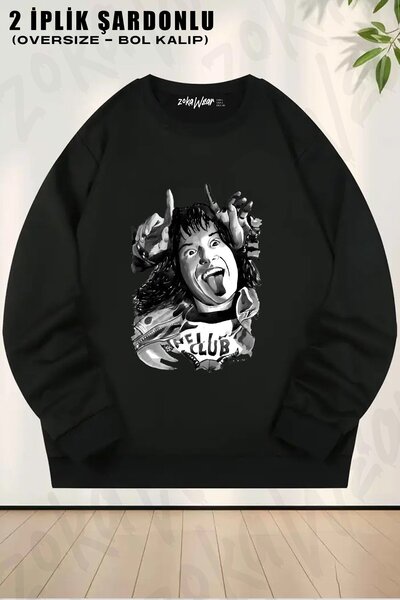 ZOKAWEAR Унисекс Stranger Things Еди Мънсън Портрет с татуировка Отпечатан Оверсайз суитшърт с обло деколте