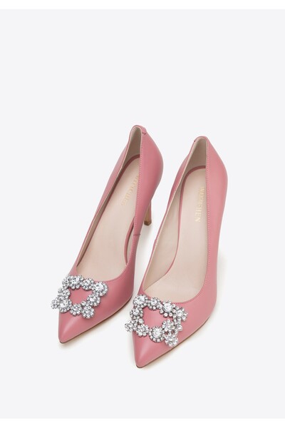 Wittchen Tocuri înalte din piele pentru femei cu cataramă strălucitoare, roz,...