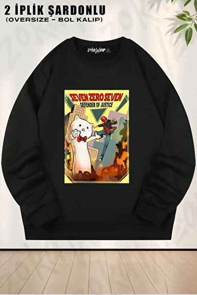 ZOKAWEAR Унисекс Seven Zero Seven Mystic Messenger принтирана суитшърт с обши...