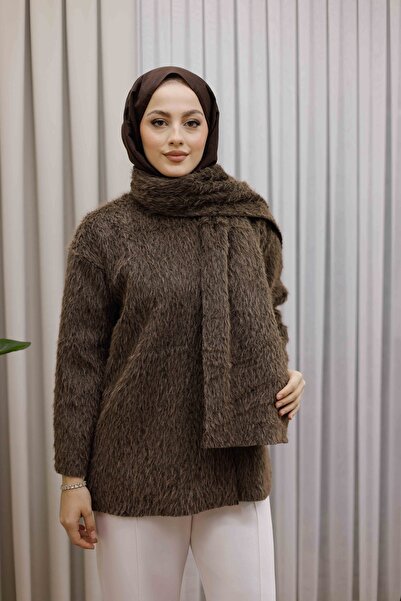 MOONSC Scarf Detail Plush Jacket