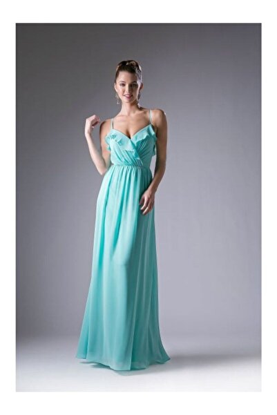 Ladivine Los Angeles Long green evening dress with a cloche made of veil