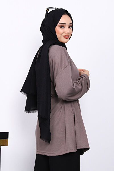 İmajButik Mink Side Slit Waist Drawstring Tunic