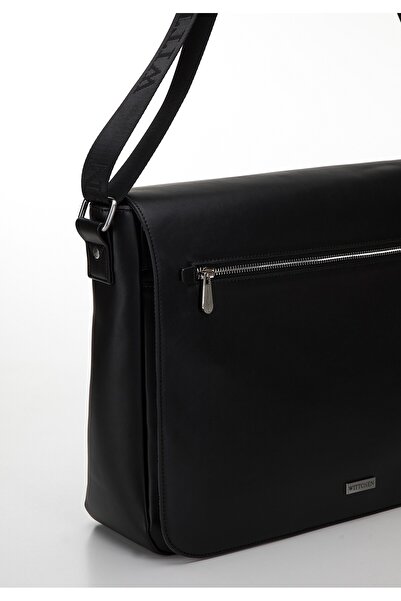 Wittchen Men's 13" Laptop Bag in Matte -Leather, Black, Black, -Leather