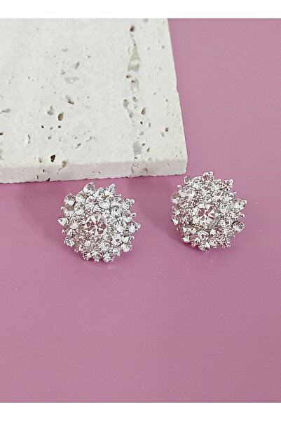 mos&more Silver Crystal Stone Stylish Evening Dress Earrings