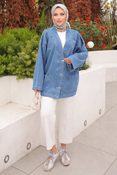 İmajButik Μπλε τζιν μπουφάν τσέπης