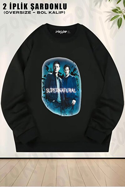 ZOKAWEAR Унісекс Supernatural 2 з принтом Oversize Світшот з велосипедним коміром