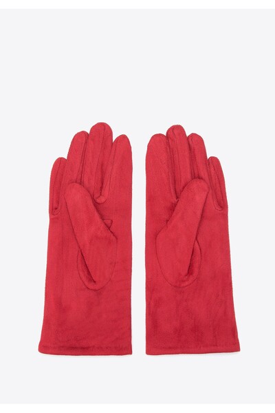Wittchen Women's Gloves with Decorative Trim and Bow, Red Polyester
