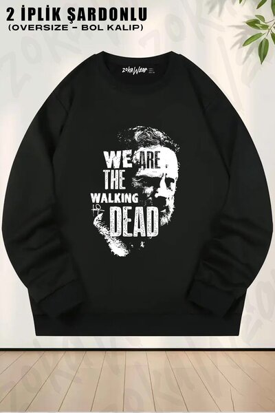 ZOKAWEAR Unisex Suntem The Walking Dead cu imprimeu supradimensionat guler ro...