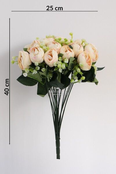 Yapay Çiçek Deposu Yapay Çiçek 18li Garnitürlü Şakayık Gül Demeti 40 cm Somon - Pembe
