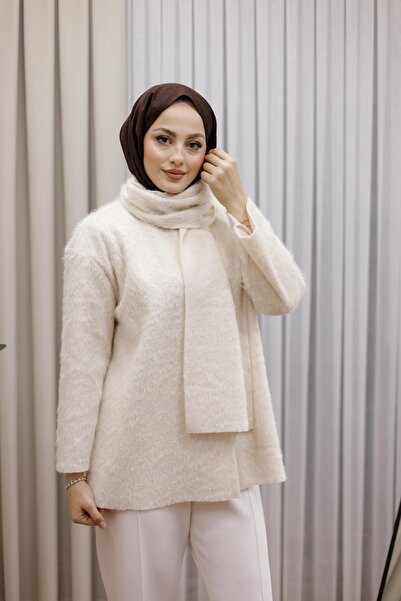 MOONSC Scarf Detail Plush Jacket