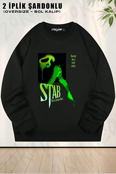ZOKAWEAR Unisex Stab (din filmul Scream) cu imprimeu supradimensionat guler r...
