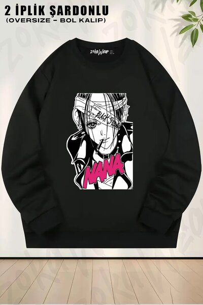 ZOKAWEAR Unisex Black Stones (Nana Osaki) anime με τύπωμα oversized Φούτερ με λαιμόκοψη