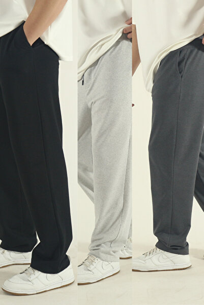 INFLUYENTE Men's Baggy Fit Oversized Relaxed Fit Wide Leg Sweatpants