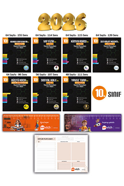 Tonguç Yayınları 10. Sınıf Yazılı Provaları Tüm Dersler Set 7 Kitap Hediyeli - Rehber Matematik Rüştü Hoca Vip Fizik