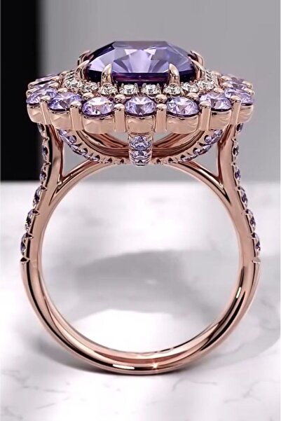 Shelby Silver Imperial Amethyst 925 Ayar Gümüş Ayarlanabilir Yüzük