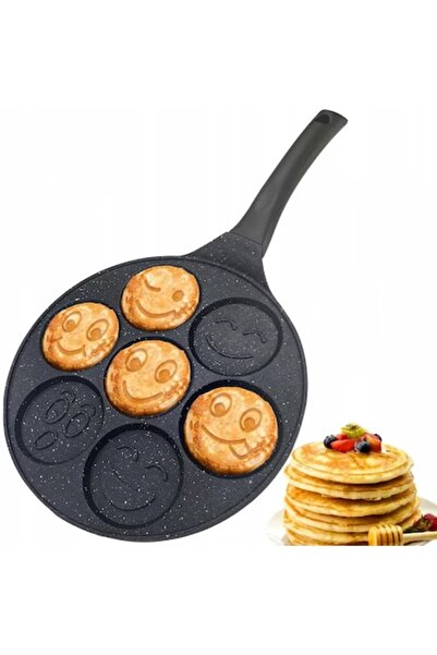 varioshop Smile Pancakes VarioShop® pancake pan with 7 shapes, 26 cm, ceramic non-stick, black