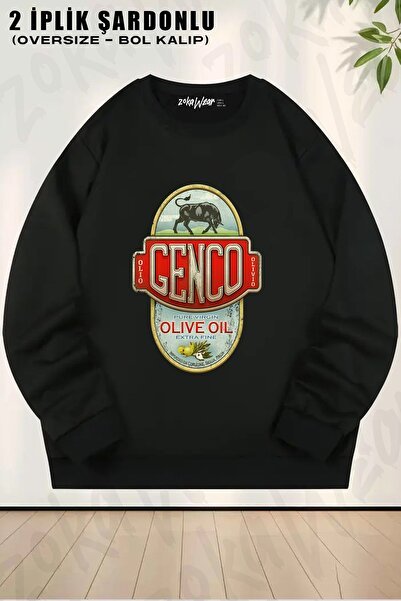 ZOKAWEAR Unisex the Godfather Genco Olive Oil Co Printed Oversized Crew Neck Sweatshirt