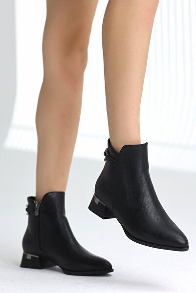 LEYDİ SHOES EGEDENİZ ARKADAN TOKALI SİYAH KADIN BOT