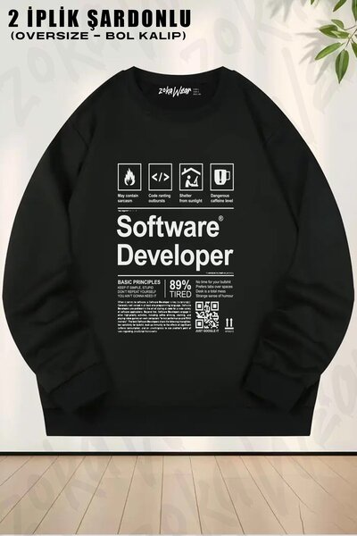 ZOKAWEAR ETICHETĂ DE PROGRAMATOR DE SOFTWARE unisex cu imprimeu supradimensio...