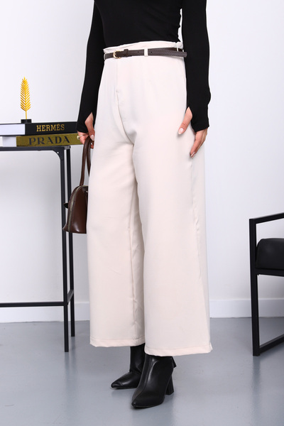 İmajButik Stone Belted Side Zipper Trousers