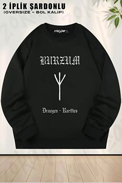 ZOKAWEAR Unisex Burzum, Draugen Rock Metal Band Printed Oversized Crew Neck S...