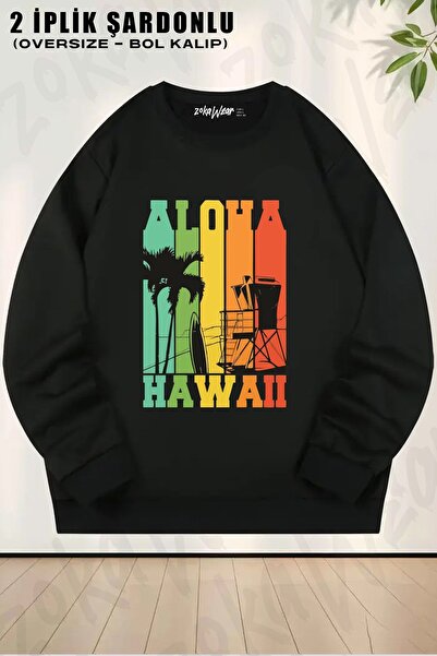 ZOKAWEAR Unisex Aloha Hawaii Printed Oversized Crew Neck Sweatshirt