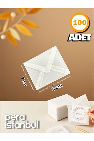 Pera İstanbul 100 Adet 7x9 Aydınger Transparan Şeffaf Zarf Davetiye Lüks Tebr...