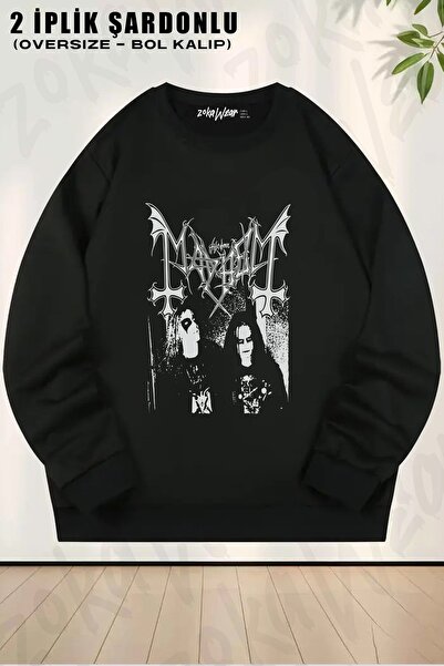 ZOKAWEAR Unisex Mayhem cu imprimeu supradimensionat guler rotund Swea tricou