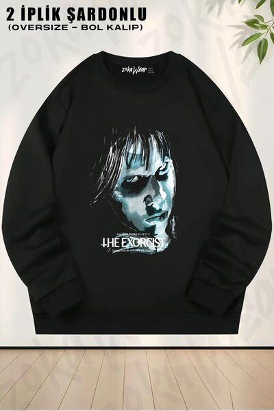 ZOKAWEAR Unisex the Exorcist Printed Oversized Crew Neck Sweatshirt