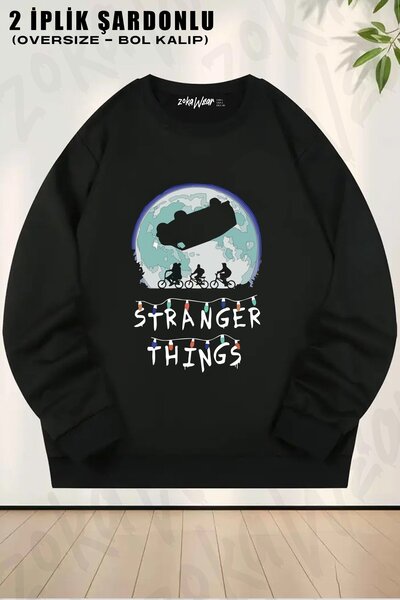 ZOKAWEAR Unisex Stranger Things Rolling Car Printed Oversized Crew Neck Sweatshirt