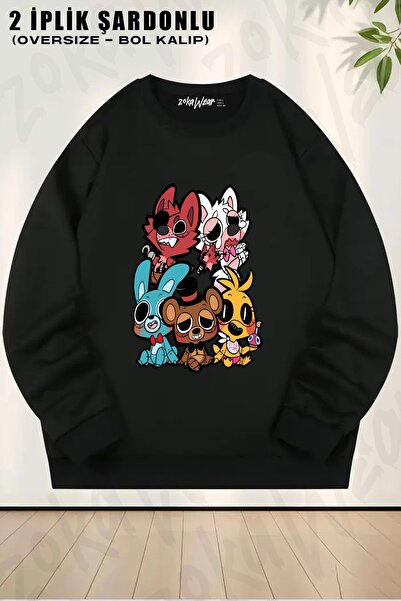 ZOKAWEAR Унісекс П'ять ночей у милої Басклі Оверсайз Бісіклет Яка Світшот