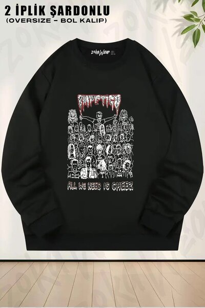 ZOKAWEAR Φούτερ Unisex Impetigo με τύπωμα oversized με λαιμόκοψη