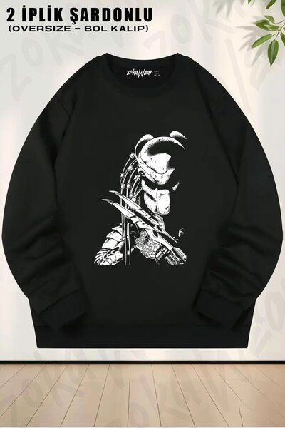 ZOKAWEAR Predator unisex cu imprimeu supradimensionat guler rotund Swea tricou