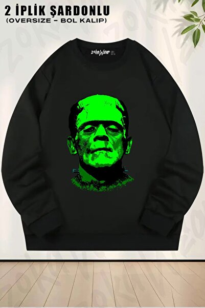 ZOKAWEAR Φούτερ Unisex Frankenstein με τύπωμα oversized με λαιμόκοψη