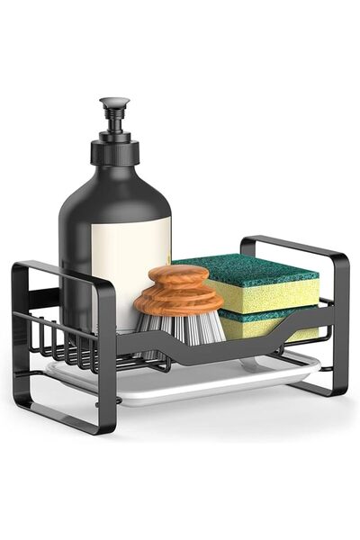 Generic Kitchen Sink Caddy Sponge Holder, 304 Stainless Steel (Black)