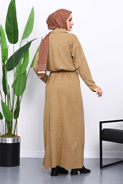 İmajButik Σετ πουλόβερ με γιακά με κουμπιά και πλεκτή φούστα