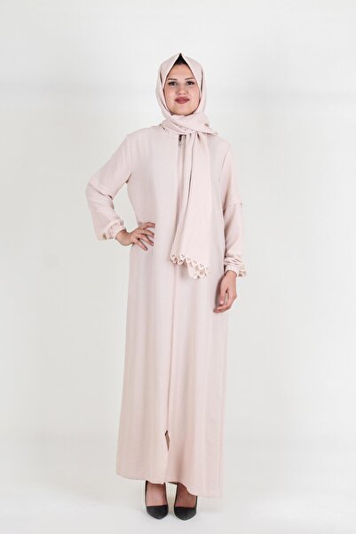 Nisrina Collection Arlina Uzun Şallı Fermuarlı Pamuk Aerobin Namaz Elbisesi