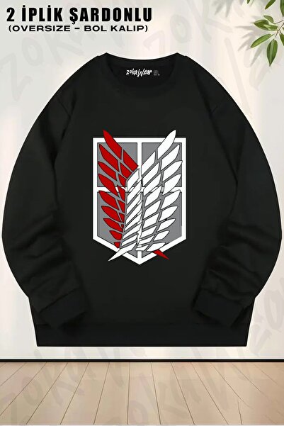 ZOKAWEAR Φούτερ Unisex Attack On Titan Manga Animee με τύπωμα oversized με λαιμόκοψη