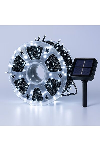 EMATTEIRO Instalație de Crăciun cu Încărcare Solară, Tip Rolă, 50 m, pentru Interior/Exterior, Alb Rece