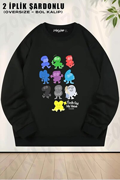 ZOKAWEAR Unisex BFDI X descoperă valoarea lui Cast 2 cu imprimeu supradimensi...