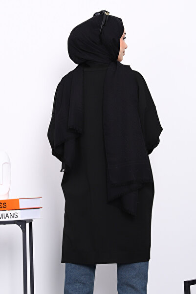 İmajButik Black Cold Thread Mercerized Knitwear Tunic