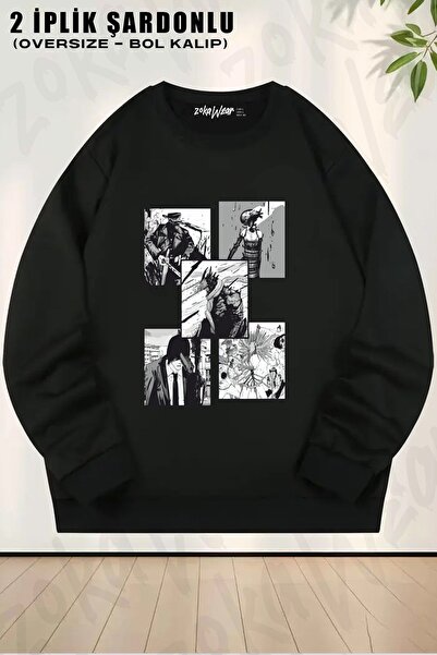 ZOKAWEAR Унісекс-светр з великим коміром і принтом Chainsaw Man Devils