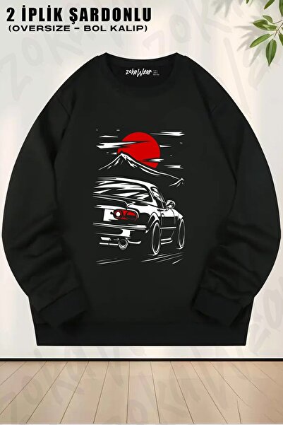 ZOKAWEAR Unisex Car Printed Oversized Crew Neck Sweatshirt